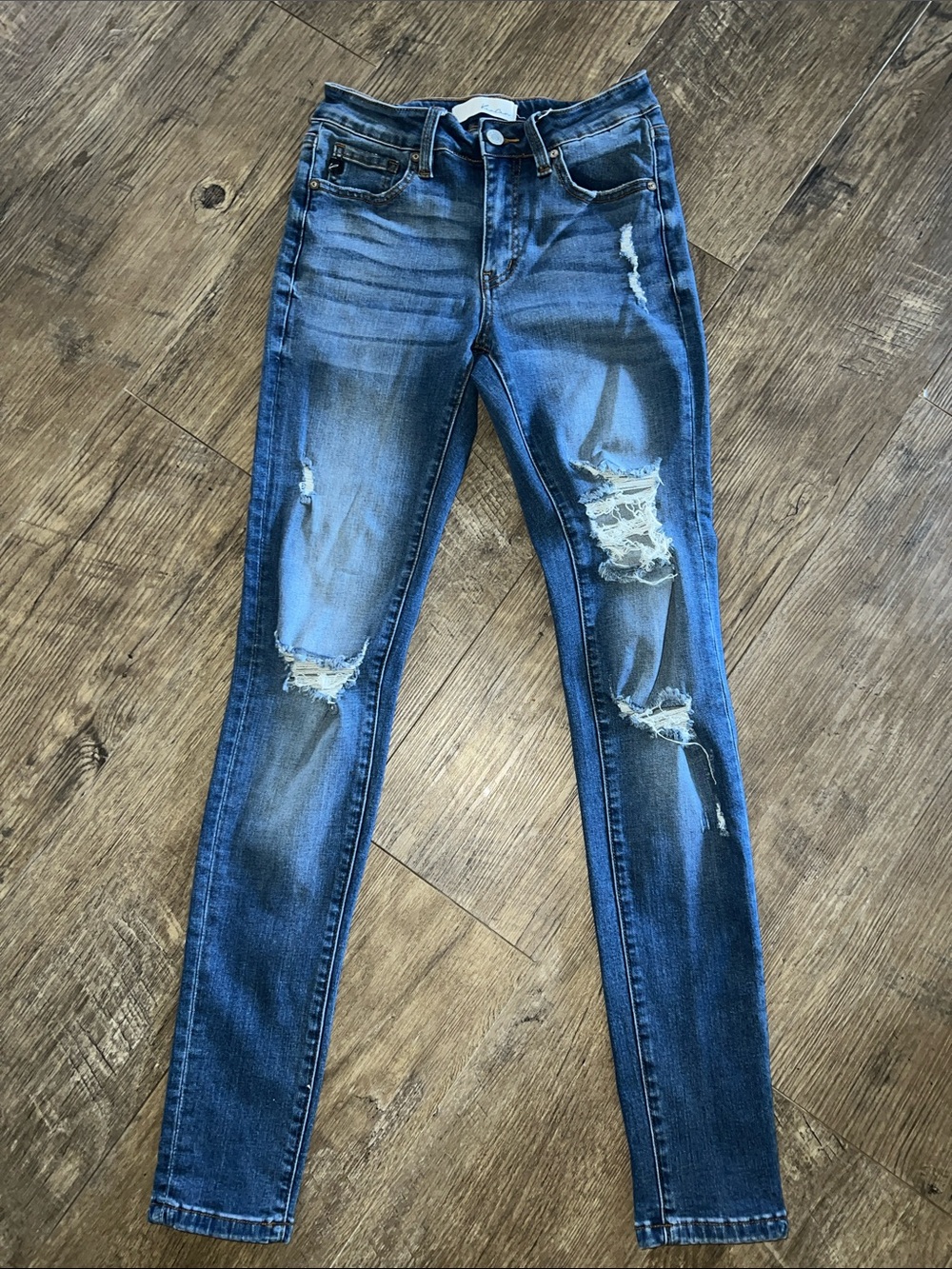 KanCan Distressed Skinny Jeans - Blue Wash